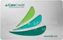 Silver credit card with the CareCredit logo in the top left.
