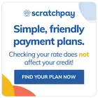 Scratchpay sticker encourages you to find a veterinarian plan for your pet today.